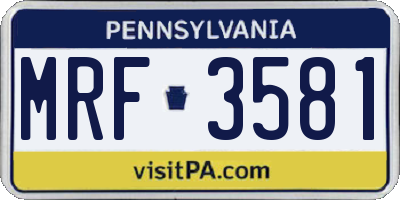 PA license plate MRF3581