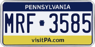 PA license plate MRF3585