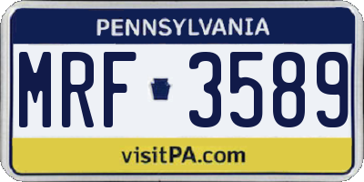 PA license plate MRF3589