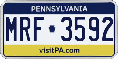 PA license plate MRF3592