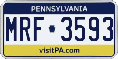 PA license plate MRF3593