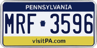 PA license plate MRF3596