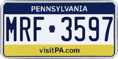 PA license plate MRF3597