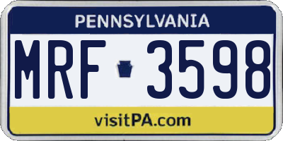 PA license plate MRF3598