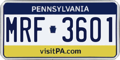 PA license plate MRF3601