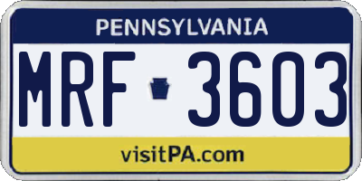 PA license plate MRF3603