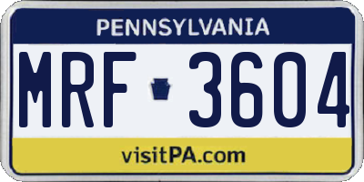 PA license plate MRF3604