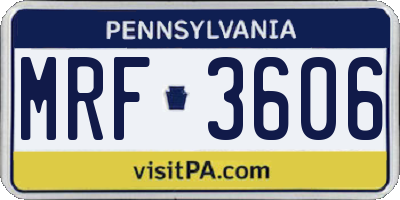 PA license plate MRF3606