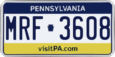 PA license plate MRF3608