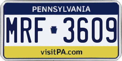 PA license plate MRF3609