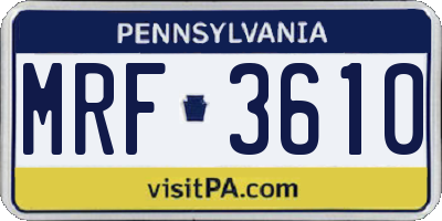 PA license plate MRF3610