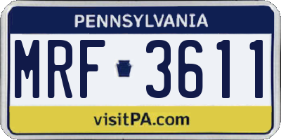 PA license plate MRF3611