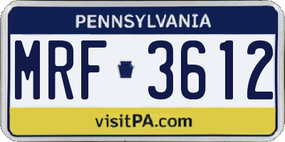 PA license plate MRF3612