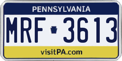 PA license plate MRF3613