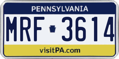 PA license plate MRF3614