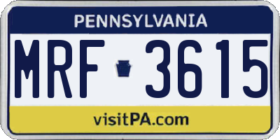 PA license plate MRF3615