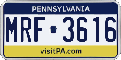 PA license plate MRF3616