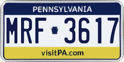 PA license plate MRF3617