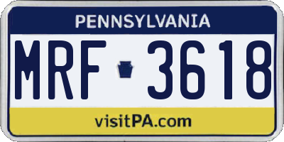PA license plate MRF3618