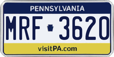 PA license plate MRF3620