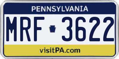 PA license plate MRF3622