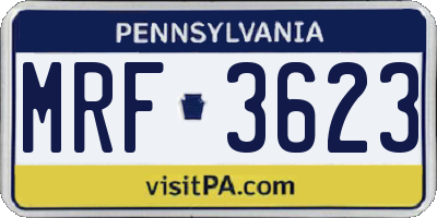 PA license plate MRF3623