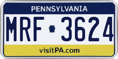 PA license plate MRF3624