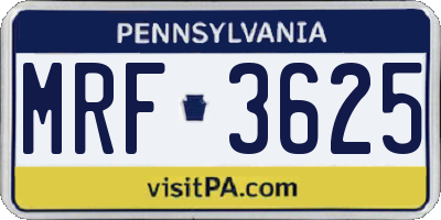 PA license plate MRF3625