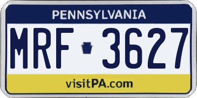 PA license plate MRF3627