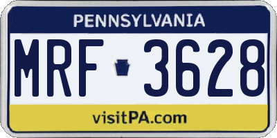 PA license plate MRF3628