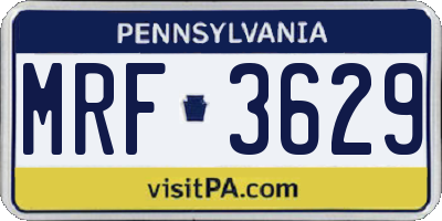 PA license plate MRF3629