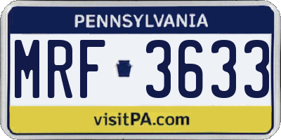 PA license plate MRF3633