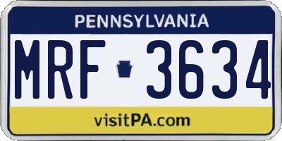 PA license plate MRF3634