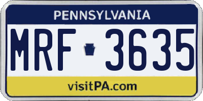 PA license plate MRF3635