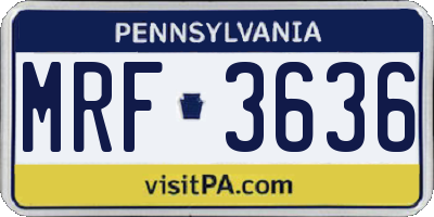 PA license plate MRF3636