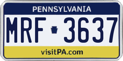 PA license plate MRF3637