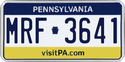 PA license plate MRF3641