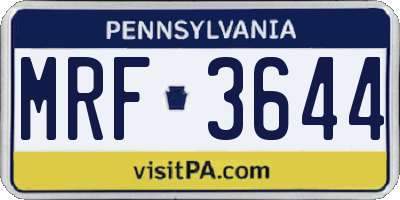 PA license plate MRF3644
