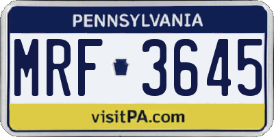 PA license plate MRF3645