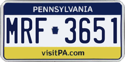 PA license plate MRF3651