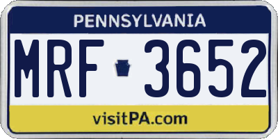 PA license plate MRF3652