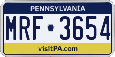PA license plate MRF3654