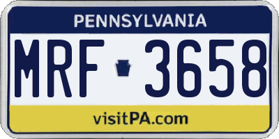 PA license plate MRF3658