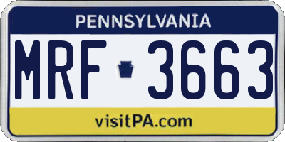 PA license plate MRF3663
