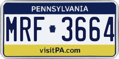 PA license plate MRF3664