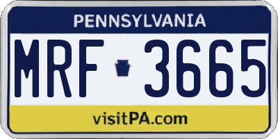 PA license plate MRF3665
