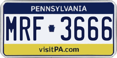 PA license plate MRF3666