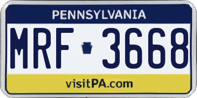 PA license plate MRF3668