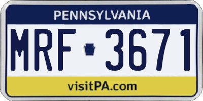 PA license plate MRF3671
