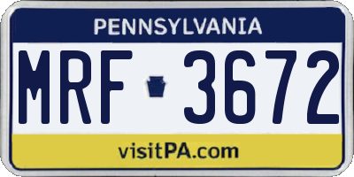 PA license plate MRF3672